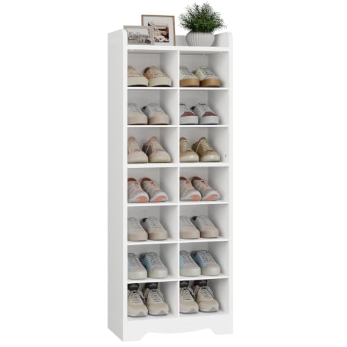 8-Tier Wooden Shoe Rack Storage Cabinet for Closet & Entryway
