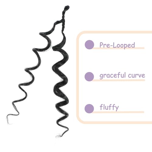 Pre-Looped Ocean Wave Crochet Braids - 12 Inch Water Wave Synthetic Hair, Pack of 8, #T30