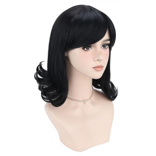 Short Black Wig for Cosplay & Costume Party - Layered & Straight Style with Adjustable Cap