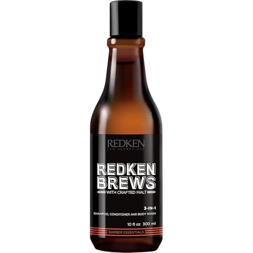 Redken Brews 3-In-1 Men's Shampoo, Conditioner and Body Wash - Multi-Purpose Hair & Body Cleanser For Men - Moisturizes & Hydrates, All-In-One Soap