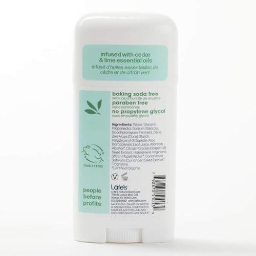 Lafe's Natural Deodorant Stick Cedar & Lime | Aluminum & Baking Soda Free, 2.25oz, 3-Pack for Women & Men