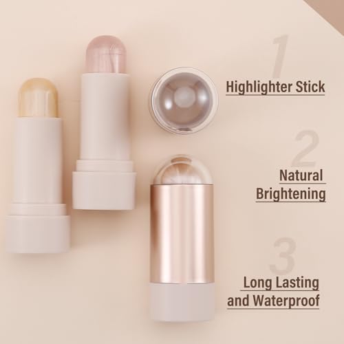 Face Highlighter Stick, Cream Contour Highlighter Makeup Stick, Natural Smooth Shimmer Highlight, Waterproof and Long Lasting Illuminator
