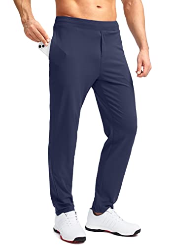 Men's Golf Pants - Stretch Sweatpants with Zipper Pockets, Medium Navy