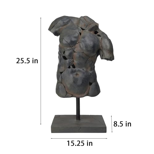 Greek Male Torso Bust Sculpture - Abstract Cracked Apollo Statue - Man Variation