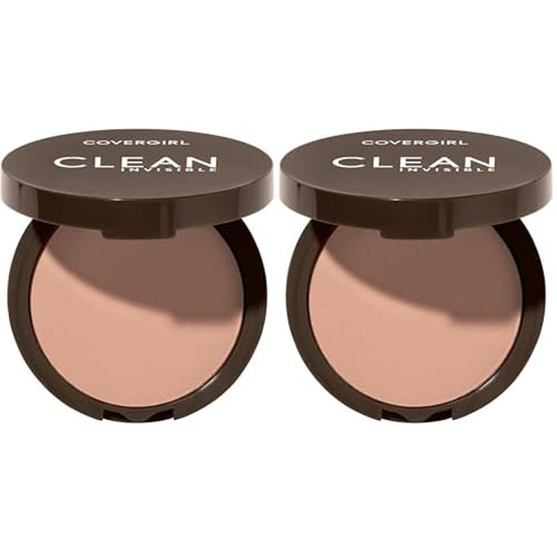Covergirl Clean Invisible Pressed Powder, Lightweight, Breathable, Vegan Formula, Creamy Beige 150, 0.38oz (Pack of 2)