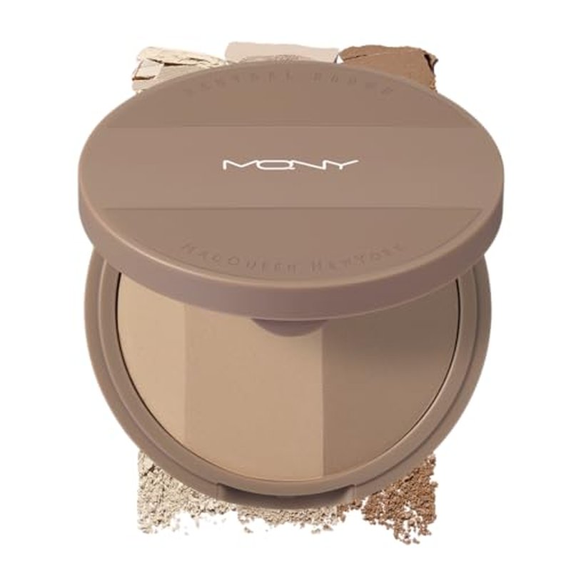 (MACQUEEN NEWYORK) Fake Up 3 Color Shading - #Neutral Brown (Neutral Tone), 3-in-1 Contour Palette for Face Sculpting, Long-Lasting Matte Bronzer & Pressed Powder, 0.31 oz (9g)