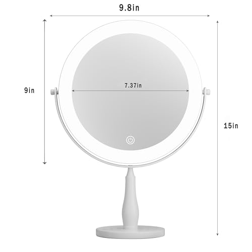 9-Inch Lighted Makeup Mirror with 10X Magnification - White, 15"L x 9"W