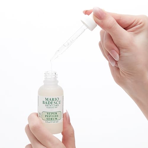 Mario Badescu Super Peptide Serum for Face, Reduces the Look of Fine Lines & Wrinkles, Skincare with Sodium Hyaluronate & Peptides, Hydrating, Anti Aging Facial Serum for All Skin Types, 1 Fl Oz