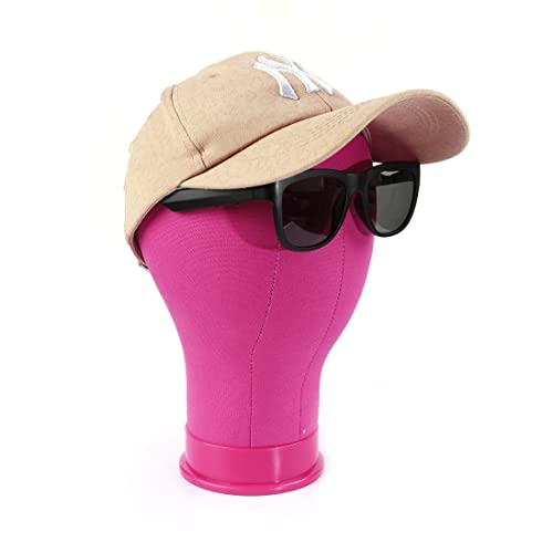 Pink 23 Inch Canvas Block Head Wig Stand Mannequin Head for Wigs Trimming Display - Pink / 23 Inch