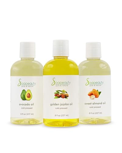 Pure Organic Carrier Oils Pack of 3 - Almond, Jojoba, Avocado, 8 fl oz Each