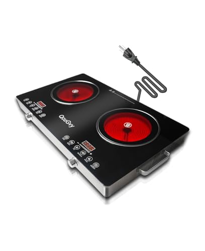 Dual Burner 23-Inch Electric Infrared Hot Plate with Timer & Touch Control