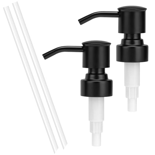 Soap Dispenser Pump Replacement 304 Stainless Steel for Regular Mouth Bottle for Standard 28/400 Thread Size Kitchen Bathroom Lotion Refill Dispenser 2 Pack(Black)
