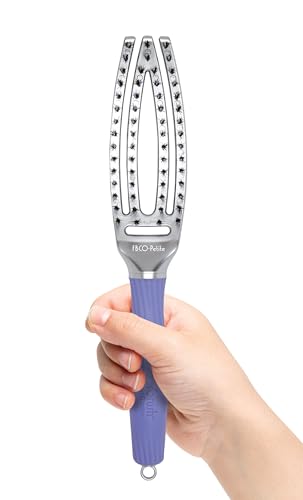Olivia Garden Petite Fingerbrush Combo Curved & Vented Paddle Brush with Ionic & 100% Boar Bristles