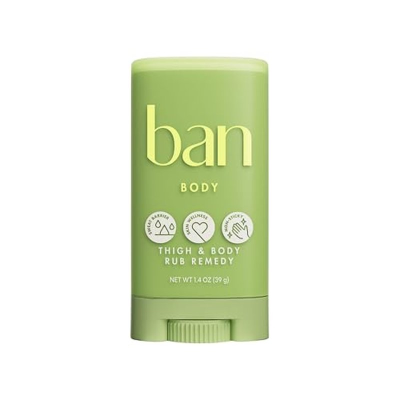 Ban Thigh & Body Anti-Friction Balm, Prevents Chafing & Skin Irritation, Anti Chafe Balm for Women & Men, Aluminum, Baking Soda & Talc Free, Unscented, 1.4 Oz