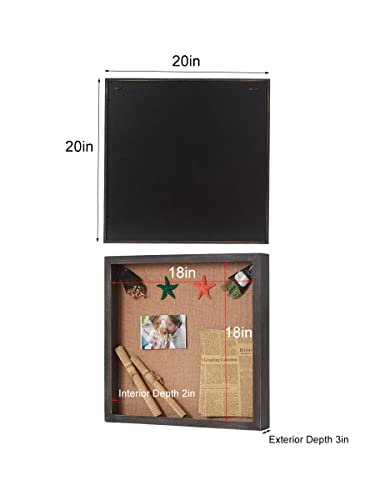 Extra Large 20x20 Shadow Box Frame Weathered Black Hinged Display Case for Memorial Wedding Flowers Jersey