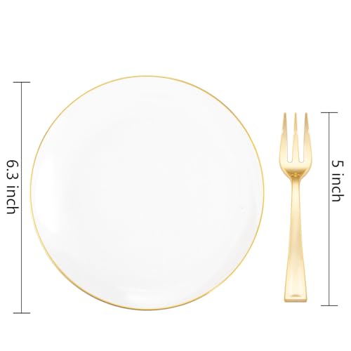White Gold 400pcs Dessert Plates & Forks Set for Parties & Weddings