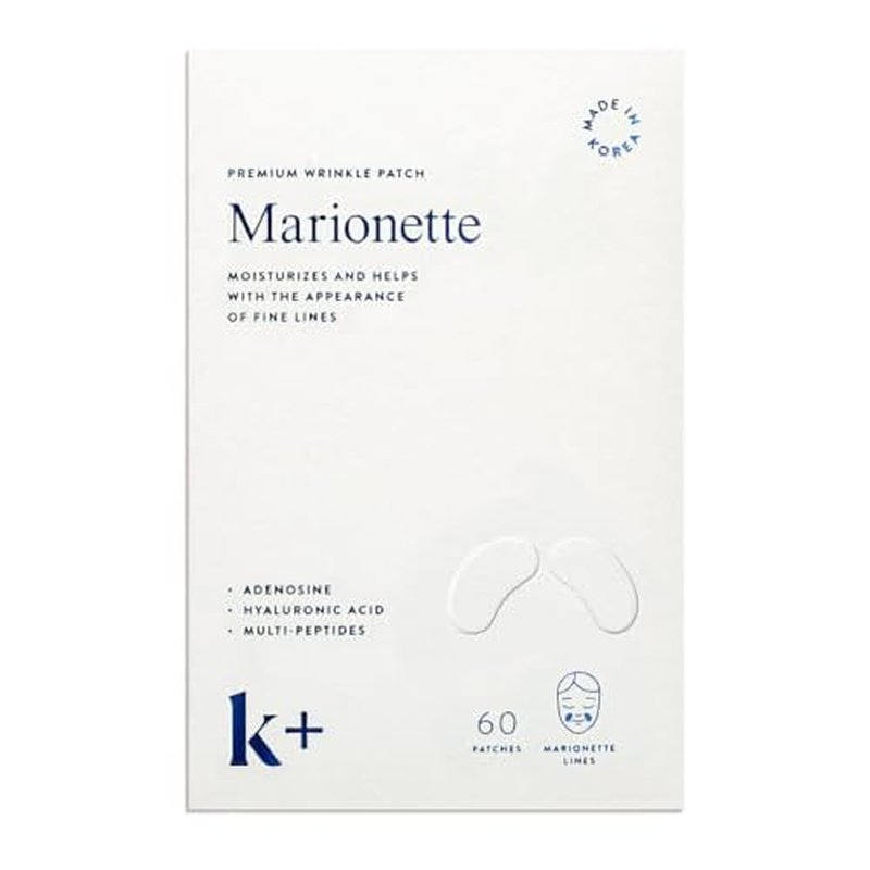 KPLUS K+ Wrinkle Patches for Marionette, Smile Lines with Hyaluronic Acid, Adenosine and Peptides - Korean Overnight Mindful-Aging Facial Stickers (60 Count)