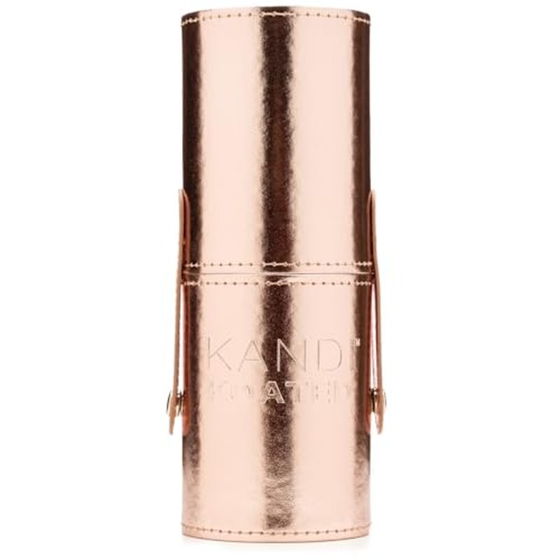 Kandi Koated Makeup Brushes Set with Faux Leather Travel Case [Rose Gold] Synthetic Makeup Brush Kit with Daily Affirmations by Kandi Burruss | Cruelty-Free | Beauty & Makeup