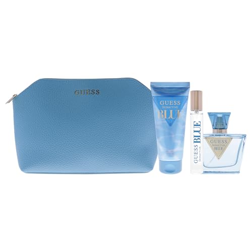 Guess Seductive Blue Women 4-Piece Gift Set 6.4 Fl Oz - EDT Spray, Body Lotion & Pouch