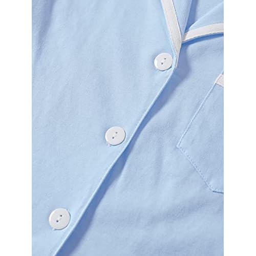 LYANER Women's Cotton Pajamas Set Button Short Sleeve Shirt with Shorts Set PJs Loungewear