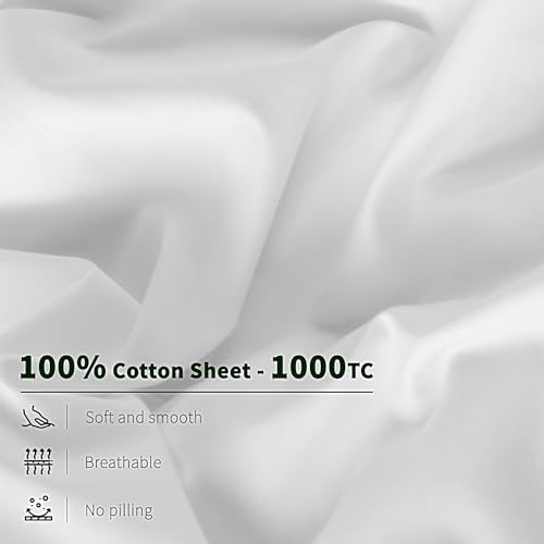 Egyptian Cotton Bed Sheet Set 4 Piece Luxury 1000 Thread Count King White