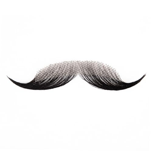 Fake Human Hair Beard for Men and Women - Natural Black 02 - Reusable & Realistic