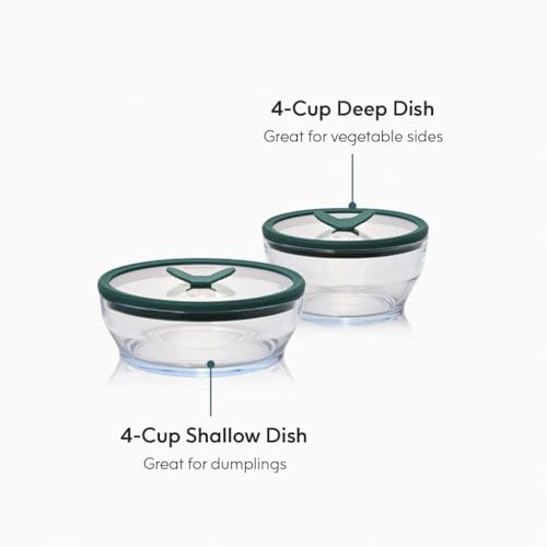 Anyday 4-Piece Medium Glass Food Storage Containers with Vented Lids - Clear Kale