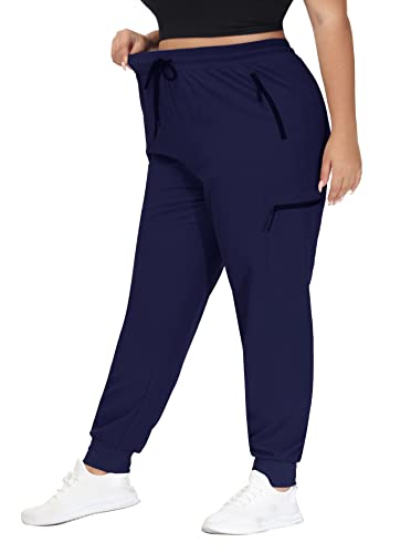 SEKINO Women's Plus Size Navy Cargo Pants - Lightweight Quick Dry Hiking Joggers 3X