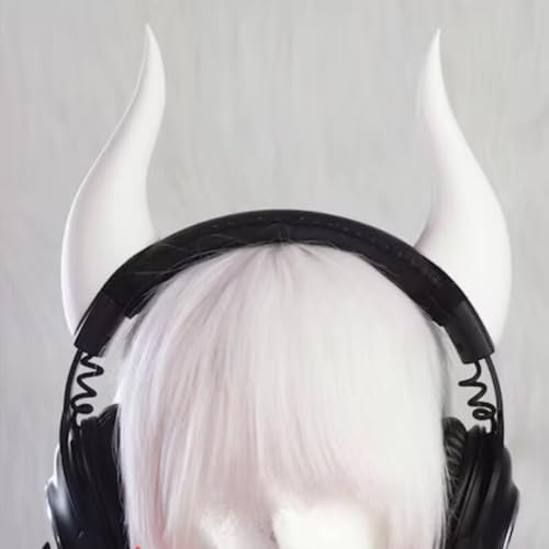 Women Headband with 3D Devil Horns Lightweight Costume Accessory - D White