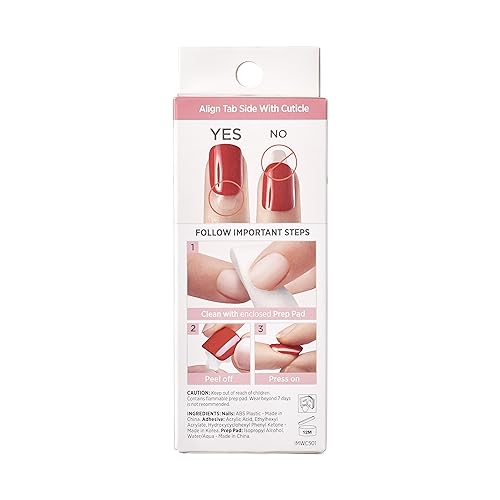 KISS imPRESS No Glue Mani Press On Nails, Design, 'Just a Dream', Pink, Short Size, Squoval Shape, Includes 30 Nails, Prep Pad, Instructions Sheet, 1 Manicure Stick, 1 Mini File