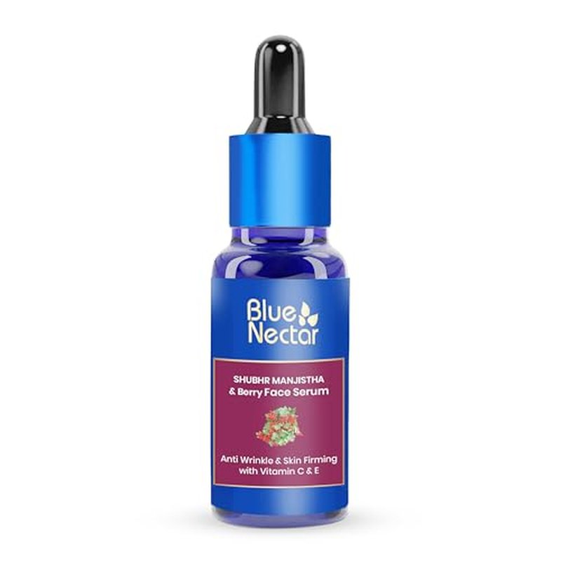Blue Nectar Manjistha & Berry Face Serum | Helps Reduce the Appearance of Wrinkles & Improves the Look of Skin Firmness | Vitamin C & E Face Serum for Women & Men (13 Herbs, 1fl oz)