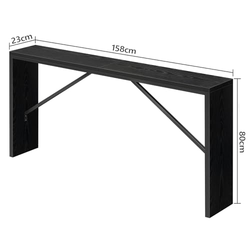 Console Table 62.2 Inch Black Sofa Behind Couch Modern Industrial Design