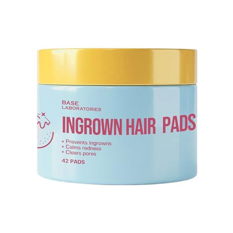 Base Laboratories Ingrown Hair Treatment Pads with AHA+BHA - Razor Bump Treatment - Daily AfterShave Pads to Help Prevent Ingrown Hairs For Men & Women - Bikini Area, Underarms, Neck, Beard ? 42 Pads