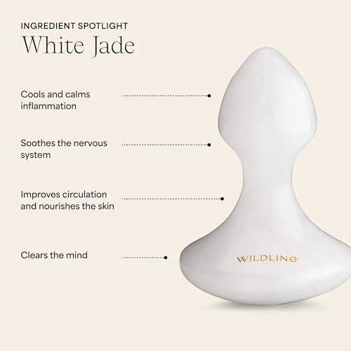 WILDLING Lumin Mushroom | Facial Massage Stone | Made with White Jade | Designed to Cool + De-puff + Calm the Skin | Perfect with Lumin Oil