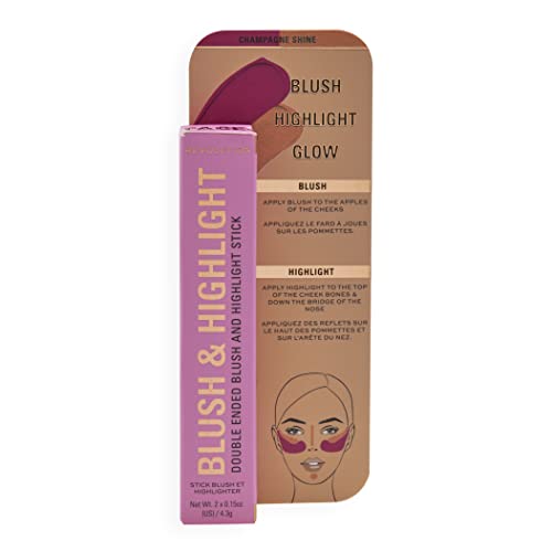 Revolution Beauty London, Blush Stick and Illuminator, Champagne Shine, Blush and Highlighter, 4.2 g (Pack of 2)