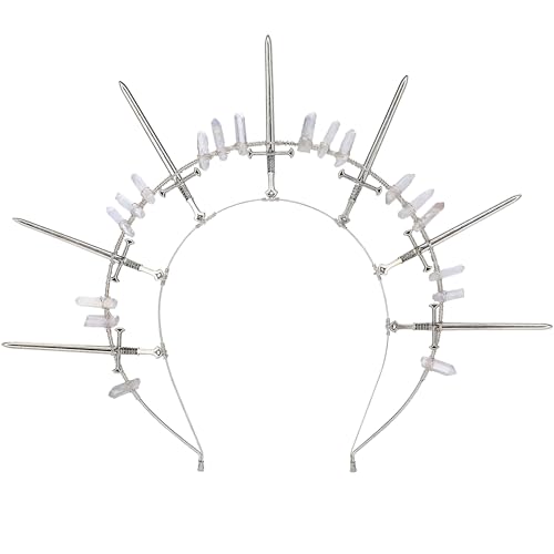 Silver Sword Headband - Gothic Halo Crown for Cosplay & Medieval Costumes