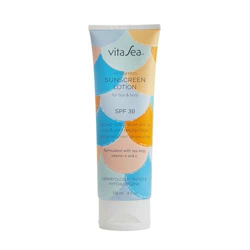 VitaSea Hydrating Sunscreen Lotion for Face and Body, Broad Spectrum Reef Friendly Sunscreen SPF 50 |SPF 30, UVA & UVB Protection, Formulated with Sea Kelp, Vitamin E & C, 4 Fl Oz