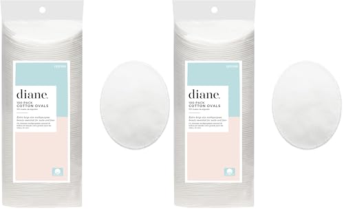 Diane Multi-Layer Cotton Ovals - 100 Count, Hypoallergenic Makeup & Nail Polish Remover Wipes - Pack of 2