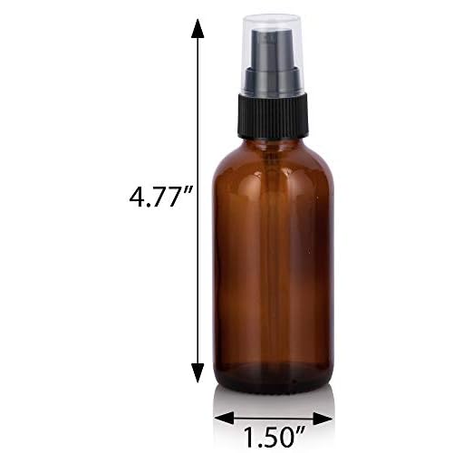 JUVITUS 2 oz Amber Glass Boston Round Black Treatment Pump Bottle (10 pack) + Funnel BPA Free Refillable Empty Storage Containers