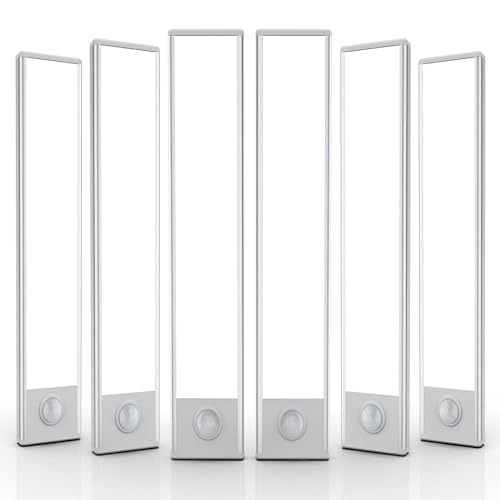12 Inch Rechargeable Motion Sensor Under Cabinet Light - White, 6 Pack