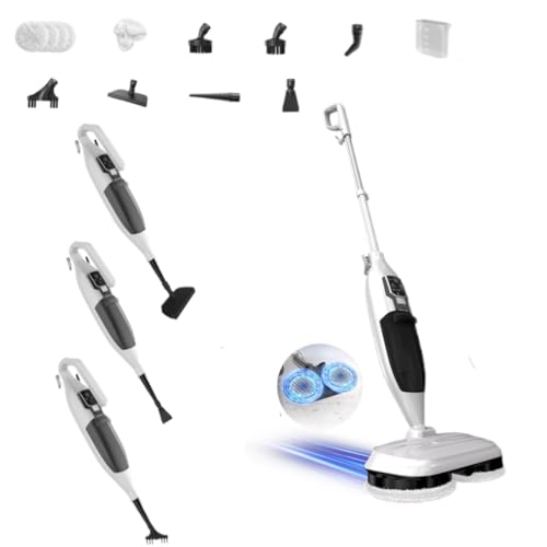 White PUREBEAR 300°F Steam & Scrub Mop with 13 Accessories - Lightweight & Multi-Surface Cleaning