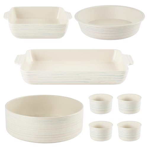 8-Piece Ceramic Bakeware Set with Ramekins and Baking Dishes - Nonstick, Oven Safe