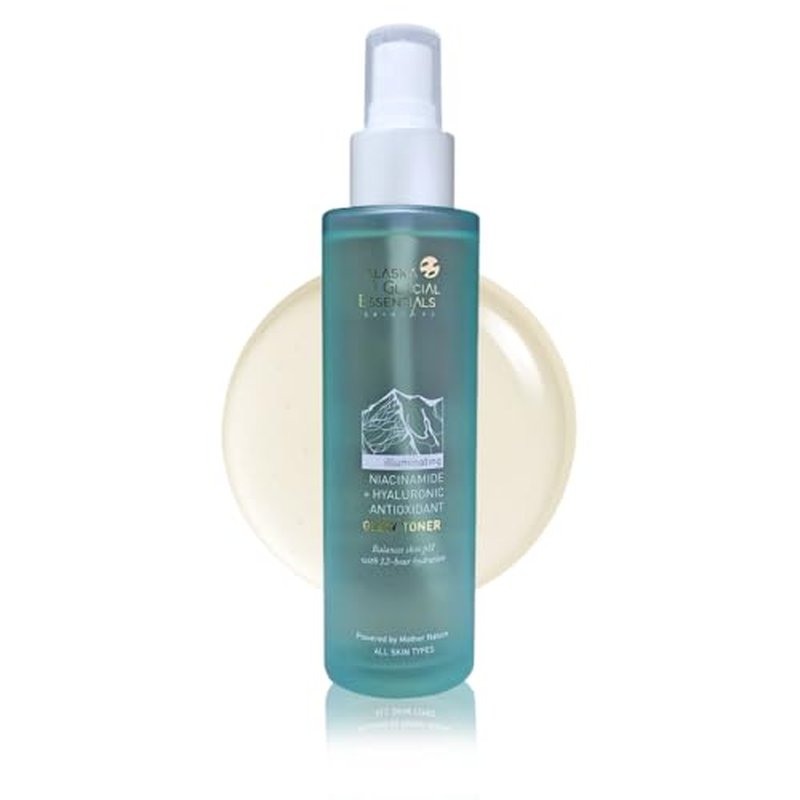 Alaska Glacial Niacinamide + Hyaluronic Glow Toner for Sensitive & Combination Skin | Refines Pores, Hydrates, Evens Tone | Antioxidant Brightening Mist ? 120ml