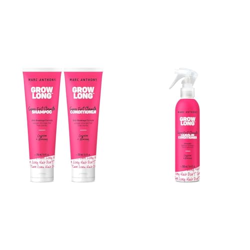 Marc Anthony Grow Long Shampoo & Conditioner Gift Set with Biotin, Leave-In Spray & Detangler