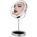 Rechargeable Adjustable-Height Makeup Mirror with 3 Color Lights,Touch Screen and Dimmable Settings,8'' Dual-Sided 1X/10X,360¡Æ Rotation Vanity Mirror with Jewelry Tray,Lighting Cosmetic Mirror