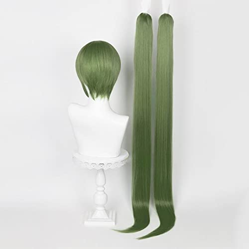 Osseoca Dark Green Long Double Ponytail Wig for Cosplay & Daily Wear