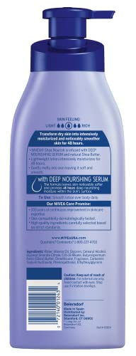 NIVEA Shea Nourish Body Lotion for Dry Skin with Hyaluronic Acid, Shea Butter and Deep Nourishing Serum, 48-Hour Body Moisturizer, 16.9 Fl Oz Pump Bottle