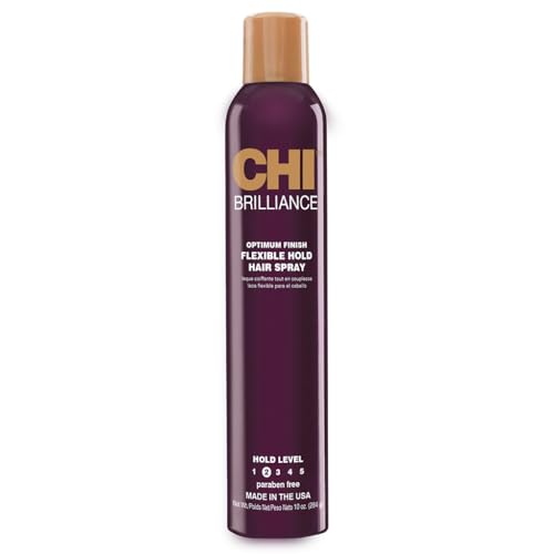 CHI Brilliance Finish Flexible Hold Spray, Finishing Spray For Helping Tame Unwanted Flyaways, Light-Hold, Sulfate, Paraben, & Cruelty-Free, 10 Oz