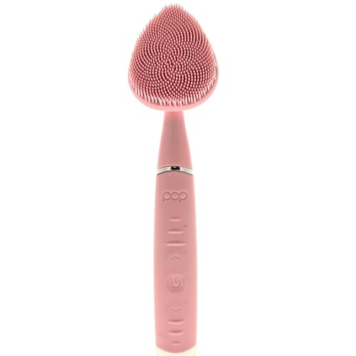 Pop Sonic Clover Facial Cleansing Brush Pink - 5 Speed Sonic Vibrations, Rechargeable Silicone Face Exfoliator & Massager