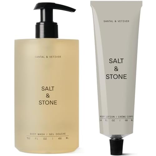 Salt & Stone Hydrating Gel Body Wash + Body Lotion | Santal & Vetiver